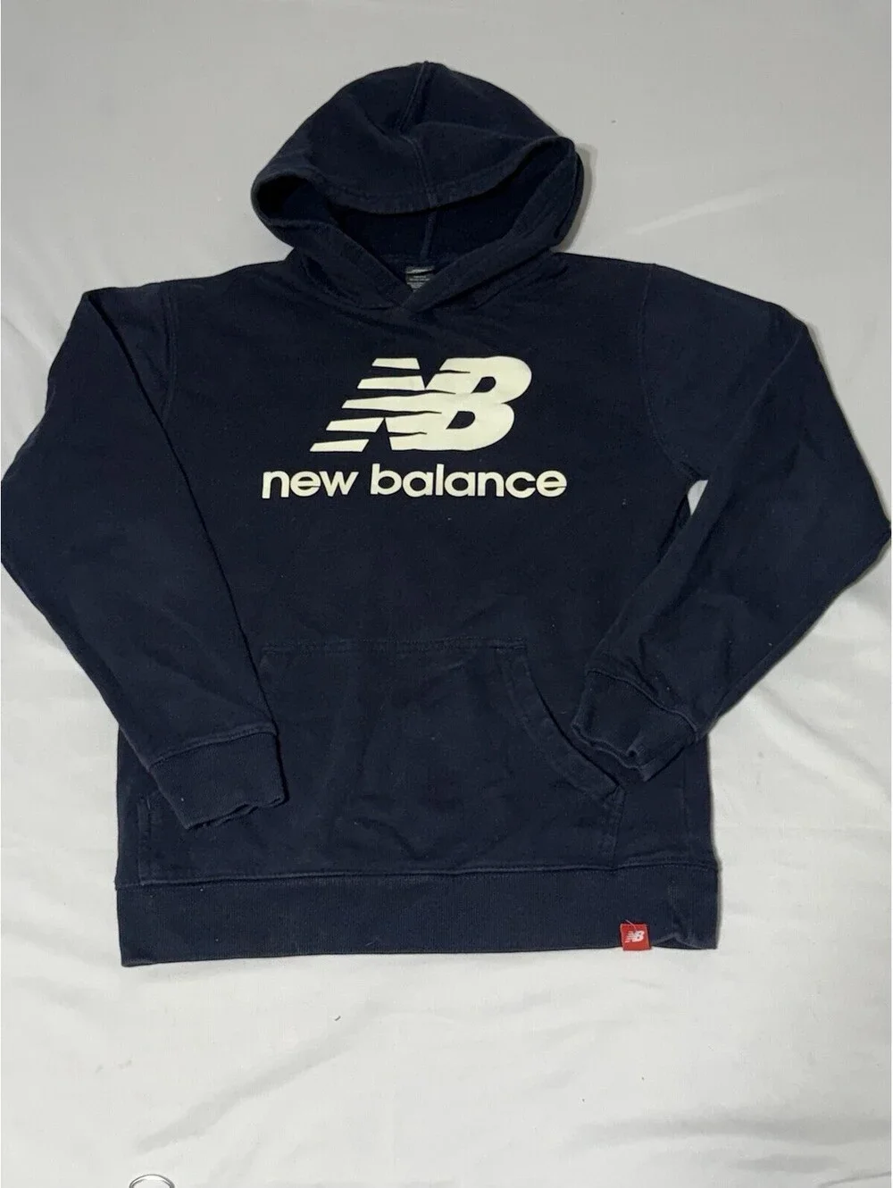 New Balance Hoodie Sweatshirt Boys Size L (14/16) Navy Blue Kangaroo Pocket